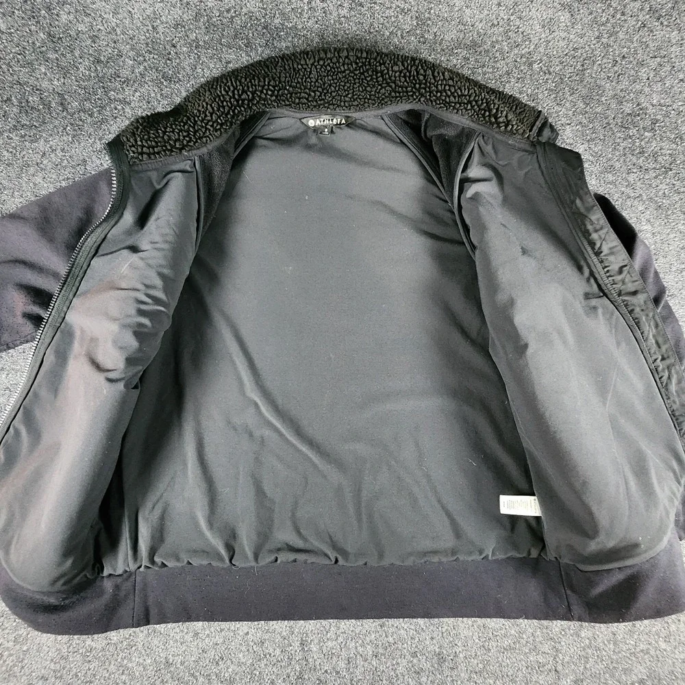 Athleta Range Black Sherpa Fleece Jacket‎ Full Zip Women's Size Small